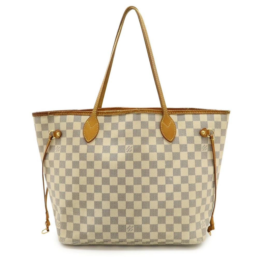 LOUIS VUITTON Damier Azur White Neverfull Tote Bag Shoulder